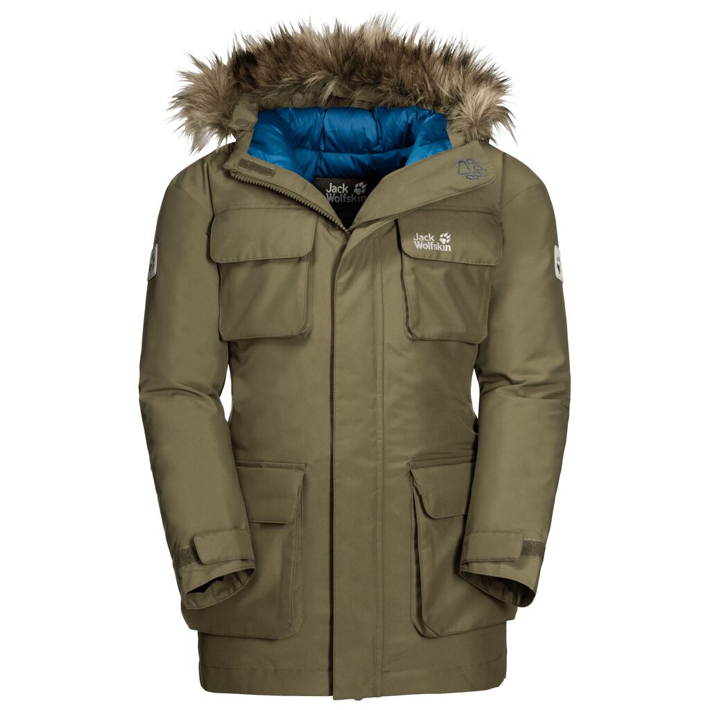 Jack Wolfskin ICE EXPLORER Gyerek Vízálló Kabát Olivazöld - GFPAJR-986